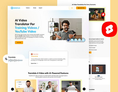 Somflix Web UI Design branding graphic design illustration landing page logo mobile application shorts translator ui ux vector web design youtube
