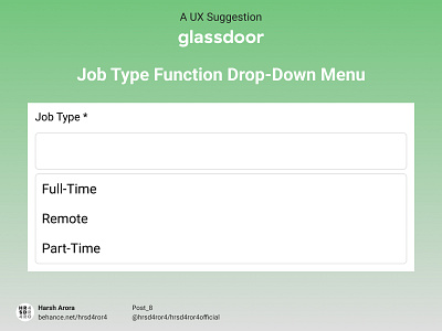 Post_8 UX Correction in Glassdoor's Review Submission Page desktop version dropdown menu figma glassdoor hrsd4ror4 interface job platform job type location mahagurumahakaal problem statement review ux case study ux design ux feedback ux portfolio uxinspiration uxpractice web design web design trends