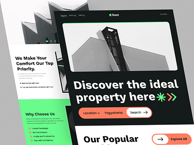 Real Estate Website- Rent app branding business design ecommerce header home homepage illustration landing page real state website rent home web web app website