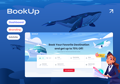 Booking Landing Page booking branding dashboard development illustration landing page mobile app tours travel ui uxui vocation web design website wordpress