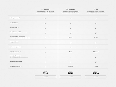 Minimal Comparison Table comparison table graphic design ui ui design web design