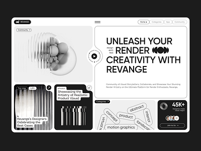 REVANGE - - 3D Rendering Platform 3d 3d ai 3d assets 3d rendering 3d website ai creator designer gallery landing page platform portfolio render rendering studio website ui ux web web design website