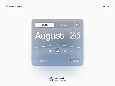 Calendar Card 🗓️ birth calendar challenge components date days element elements event kit month note reminder time ui ui kit ux week widget widgets