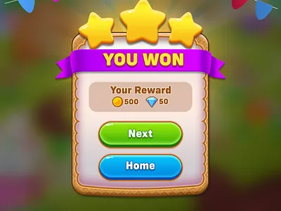 You Won Game UI, Winning Casual Game UI casual 2d art casual game ui casual ui design game game coins treasure game illustrations game interfgace game ui gold coins illustration ui you won screen