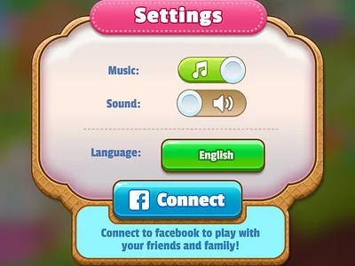 Casual Game UI Setting Screen, Setting Popup Game 2d cartoon style casual game ui design game game art game coins treasure game illustrations game interfgace setting screen ui user interface