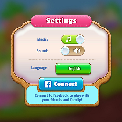 Casual Game UI Setting Screen, Setting Popup Game 2d cartoon style casual game ui design game game art game coins treasure game illustrations game interfgace setting screen ui user interface