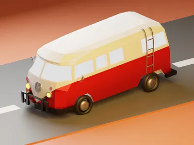 LOW POLY VOLKSWAGEN COMBI 3d 3dart 3ddesign blender car design diorama graphic design lowpoly polyart travel volkswagen