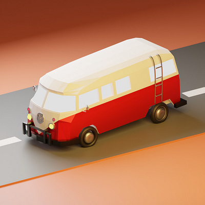 LOW POLY VOLKSWAGEN COMBI 3d 3dart 3ddesign blender car design diorama graphic design lowpoly polyart travel volkswagen