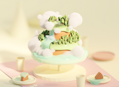 The cake place 3d blender illustration