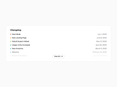 Changelog in Landing Page 🧭 design landing landing page minimal saas ui web design