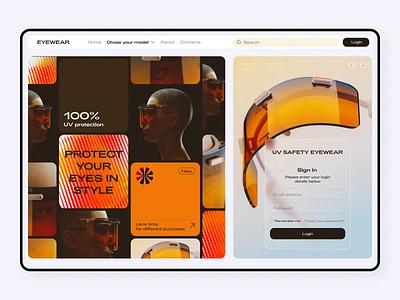 Eyewear Website Design Project branding design ecommerce eye wear eyecare glasses landing page minimal online shopping optical product project shop sunglasses ui uv uv eyewear ux webdesign website