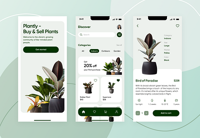 Plant Shop Mobile App app design figma mobile mobile app ui ux