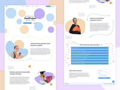 StudProject | Landing Page animation education landing page mobile page tablet ui uiux ux uxui website