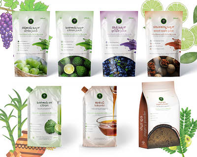 Product Packaging Design and Mock up for Srini Farms 3d mockup graphic design juice packaging design label design pouch bag packaging design product packaging product packaging design stand up pouch packaging design