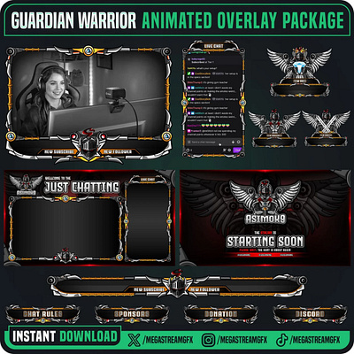 Guardian warrior Stream Overlay Package animation graphic design overlay full package overlay package