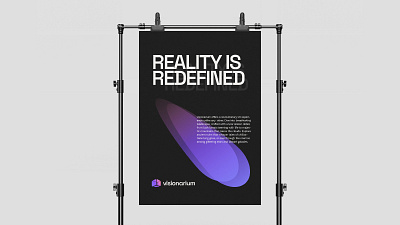 Poster Design for Visionarium: VR Space Branding. 3d box abstract poster abstract shapes black background bold typography brand identity cyberpunk futuristic design geometric logo gradient colors modern design negative space neon gradient poster design purple gradient tech vibrant branding visual identity vr poster