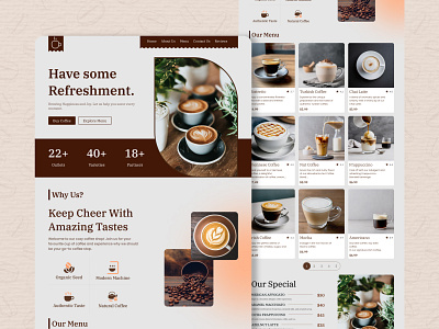 Coffee Shop Landing Page Website 3d animation branding graphic design logo motion graphics ui