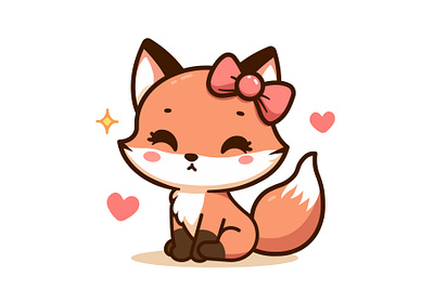 Fox animal autmn baby character cute fox furry illustration red vector wild zoo