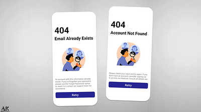 App Design || UI/UX || Error Screens animation app design app template app ui atharibrahimkhalid branding error screen errorscreen popular template trending ui uiux