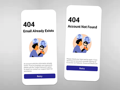 App Design || UI/UX || Error Screens animation app design app template app ui atharibrahimkhalid branding error screen errorscreen popular template trending ui uiux
