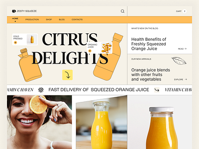 ZESTY SQUEEZE- Orange Juice Landing Page cold drinks cpdesign drinks fruit juice fruits home page juice juice concept juices juicy landing page natural online store orange juice trending ui ux web web design wocommerce