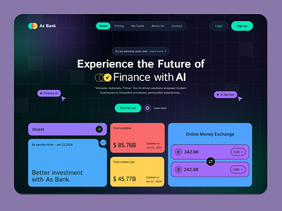 AI-Based Finance Management Website ai arobix artificial banking banking website design dribble figma finance intelligence sanzida akter ui design ui ux uiux design website