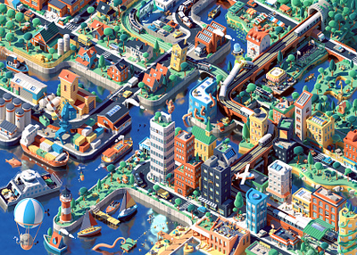 The City is Alive, a Puzzle 🧩 3d architecture art buildings c4d cinema4d city illustration jigsaw puzzle town urban