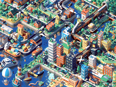 The City is Alive, a Puzzle 🧩 3d architecture art buildings c4d cinema4d city illustration jigsaw puzzle town urban