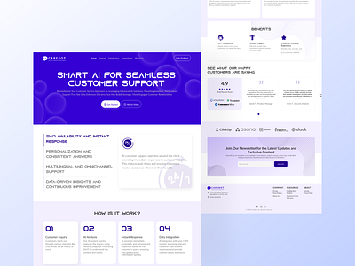 Smart AI Customer Support Landing Page Design ai help ai landinge page ai website clean customer ai support customer support ai help landing page design minimal ui design ui website web design