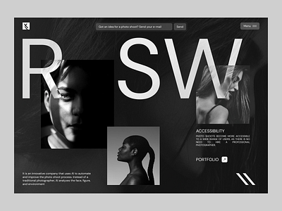 Elegant and Modern Website Design for RSW Photography ai ai photography art branding camera graphic design landing page modern phothography photo studio photographer photography agency portfolio typhography ui design uiux ux design web web design website design