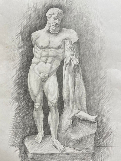 Hercules academic drawing gods of greece illustration pencil drawing