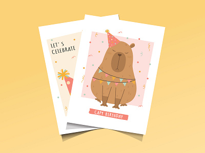 Capybara Birthday card collection design graphic design illustration invitation