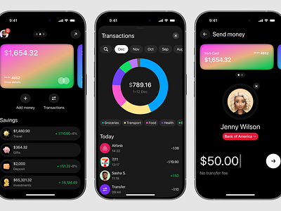 Bank App bank card design finance ios iphone minimal money transactions ui ux