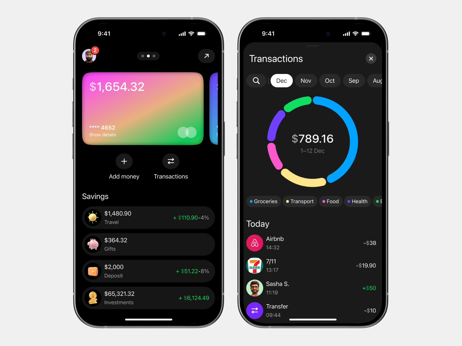 Finance App UI bank card design finance ios iphone minimal money transactions ui ux