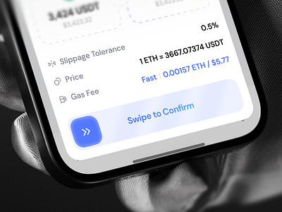 Swipe to confirm swap transaction app bridge crypto crypto app defi gas fee swap swipe token design web3