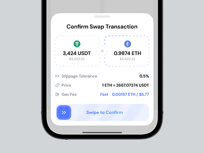 Confirm Swap Transaction / Web3 app app app design crypto crypto design defi gas price swap token transaction web3