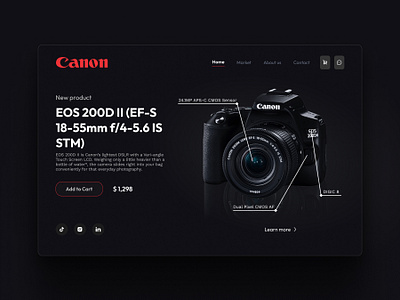 Camera Web Market camera camera page camera page ui camera shopping camera web dark mode dark mode ui dark mode web dark web design e commerce web figma figma design graphic design market web ui ui design ui inspiration user interface design web design