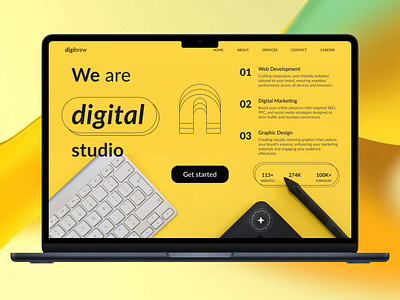 Digital Agency Hero Section UI Design agency animation branding creative design digital digital agency figma hero section illustration landing page logo minimalist platform retro ui ui design ux webdesign website