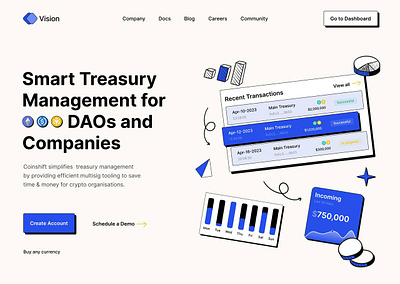 Vision - Smart Treasury Management blockchain branding crypto design finance fintech funds graphic design illustration insurance invest investing investments landing page motion graphics portfolio product ui ux web design