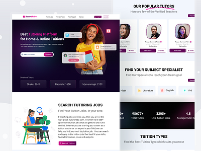 Home & Online Tuitions Landing page education free graphic design landing offline online page tution tutor ui website