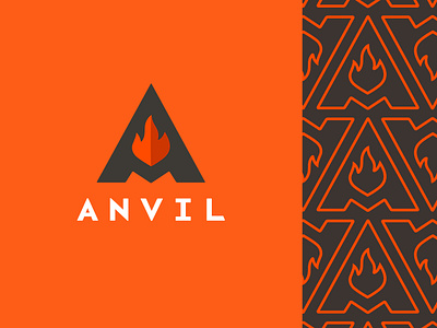 Anvil Media identity branding design flame graphic design logo monogram orange