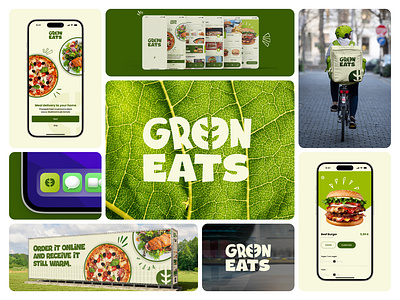 Green Eats app branding food green logo ui
