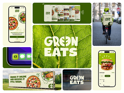 Green Eats app branding food green logo ui