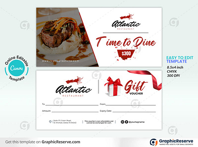 Restaurant Voucher Online Editable Canva Design Template business gift voucher canva gift certificate canva gift voucher card canva gift voucher design gift voucher canva template restaurant gift certificate restaurant gift voucher restaurant voucher