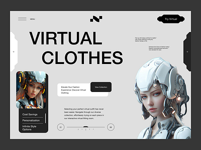 Virtual Fashion Landing Page clothes clothing design e commerce fashion landing page modern online outfit shop simple style technology ui uidesign ux virtual virtual experience virtual reality web design