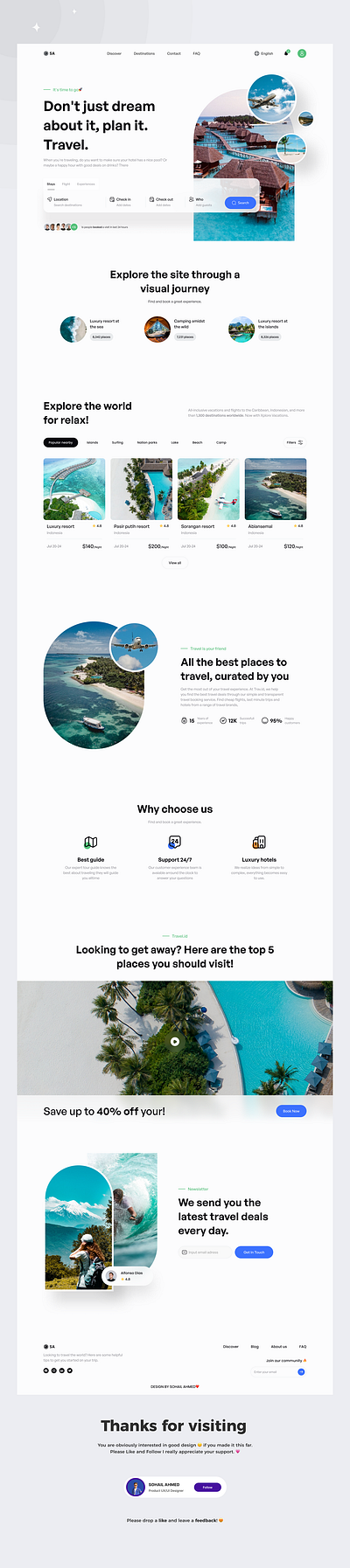 Travel Website Design adventuredesign destinationdesign digitaldesign ecommerce landingpage minimaldesign responsivedesign tourismwebsite travelapp travelbooking travelguide travelinspiration travelwebsite tripplanning ui uiux userexperience userinterface visualdesign webdesign