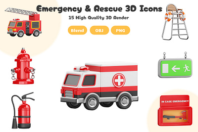 Emergency & Rescue 3D Icons 3d 3d artwork 3d icon 3d illustration blender blender 3d canva graphic design icon iconscout illustration render rendering