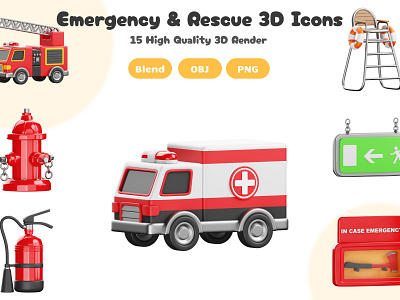 Emergency & Rescue 3D Icons 3d 3d artwork 3d icon 3d illustration blender blender 3d canva graphic design icon iconscout illustration render rendering