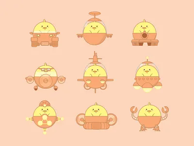 Little Chicken cartoon character character design chicken cute illustration robot vector vehicle