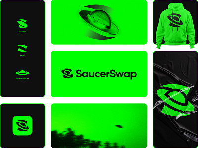 SaucerSwap - Logo Design alien branding crypto flying saucer freelance logo design freelance logo designer letter s logo logo design minimal s simple space swap trade ufo